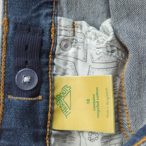 Thereabouts Adjustable Waist Straight Leg Denim Jeans 18 Blue Pockets Whiskering - Picture 5 of 16